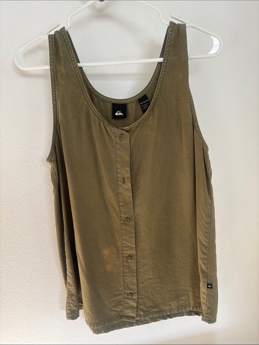 Quiksilver Olive Button-Front Sleeveless Tank